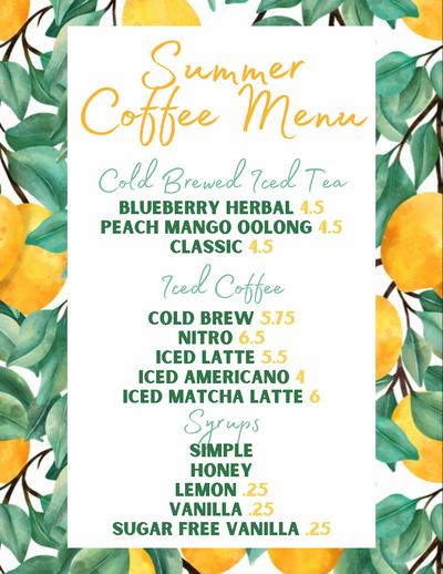 SUMMER COFFEE MENU